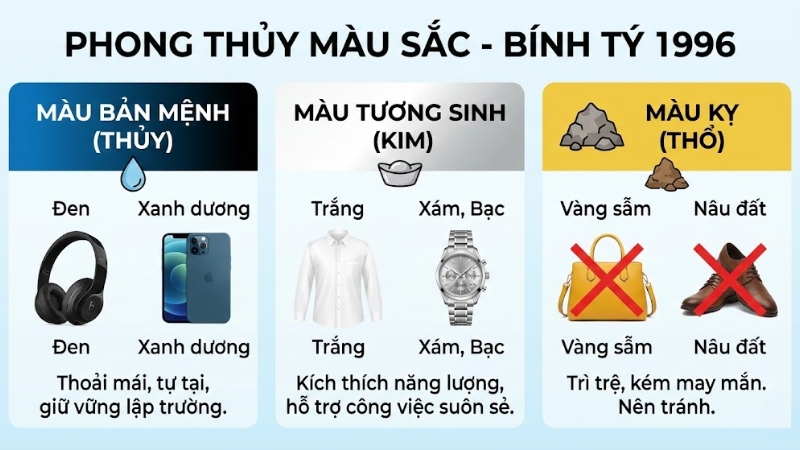 Màu hợp, kỵ của tuổi Tý 1996 Màu hợp, kỵ của tuổi Tý 1996
