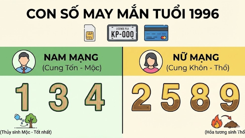 Con số may mắn của tuổi 1996 Con số may mắn của tuổi 1996