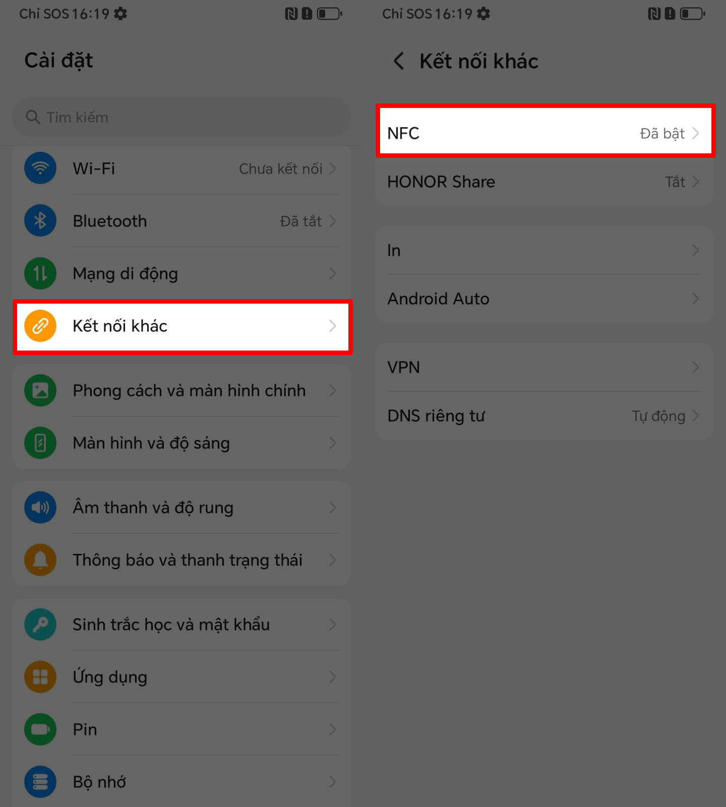 Cách bật NFC trên HONOR X5c Plus