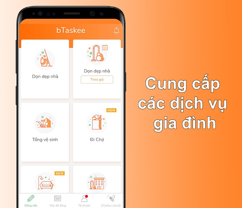 bTaskee là một trong những app giúp việc nhà phổ biến