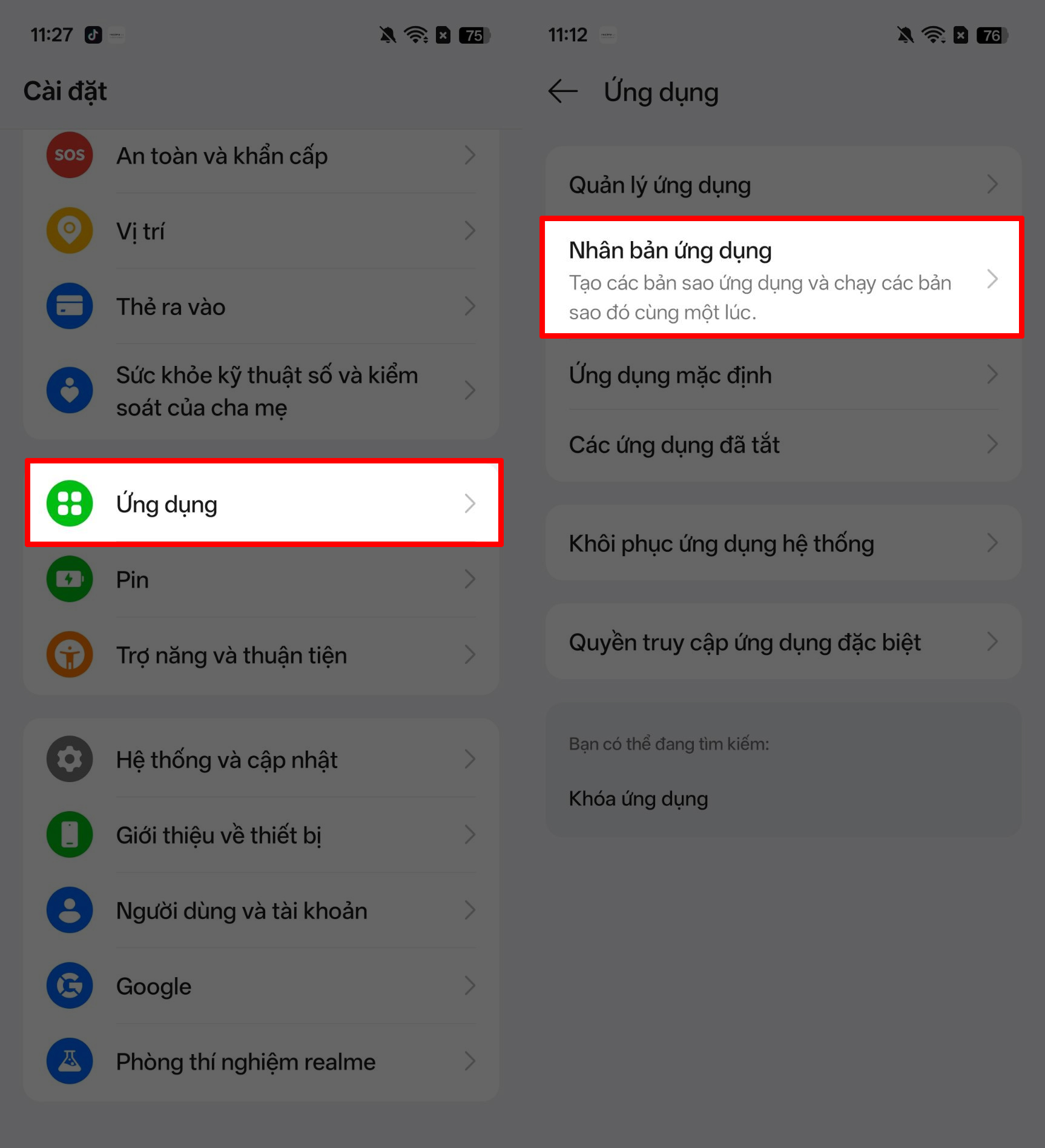 Cách nhân bản ứng dụng trên realme 16 Series