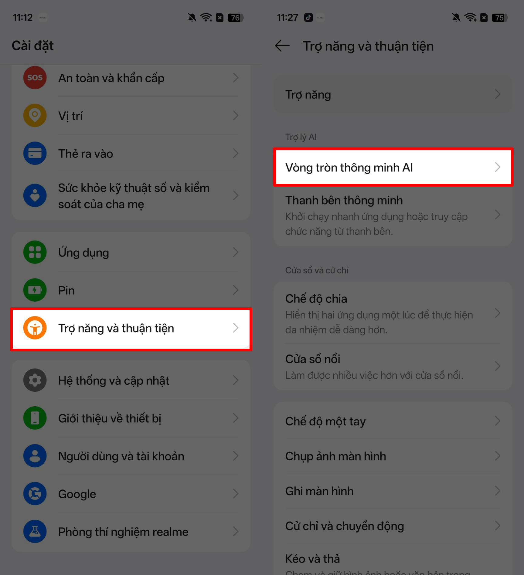 Cách bật vòng tròn AI trên realme 16 Series