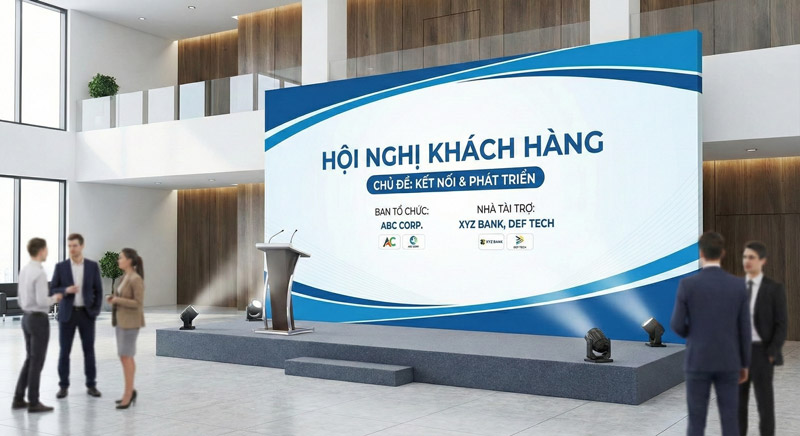 Backdrop là phông nền sân khấu được dùng để trang trí và truyền tải thông điệp sự kiện