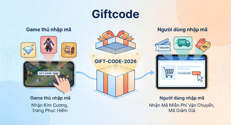 Giftcode là dãy ký tự giúp người dùng đổi lấy quà tặng trong game hoặc voucher giảm giá Giftcode là dãy ký tự giúp người dùng đổi lấy quà tặng trong game hoặc voucher giảm giá