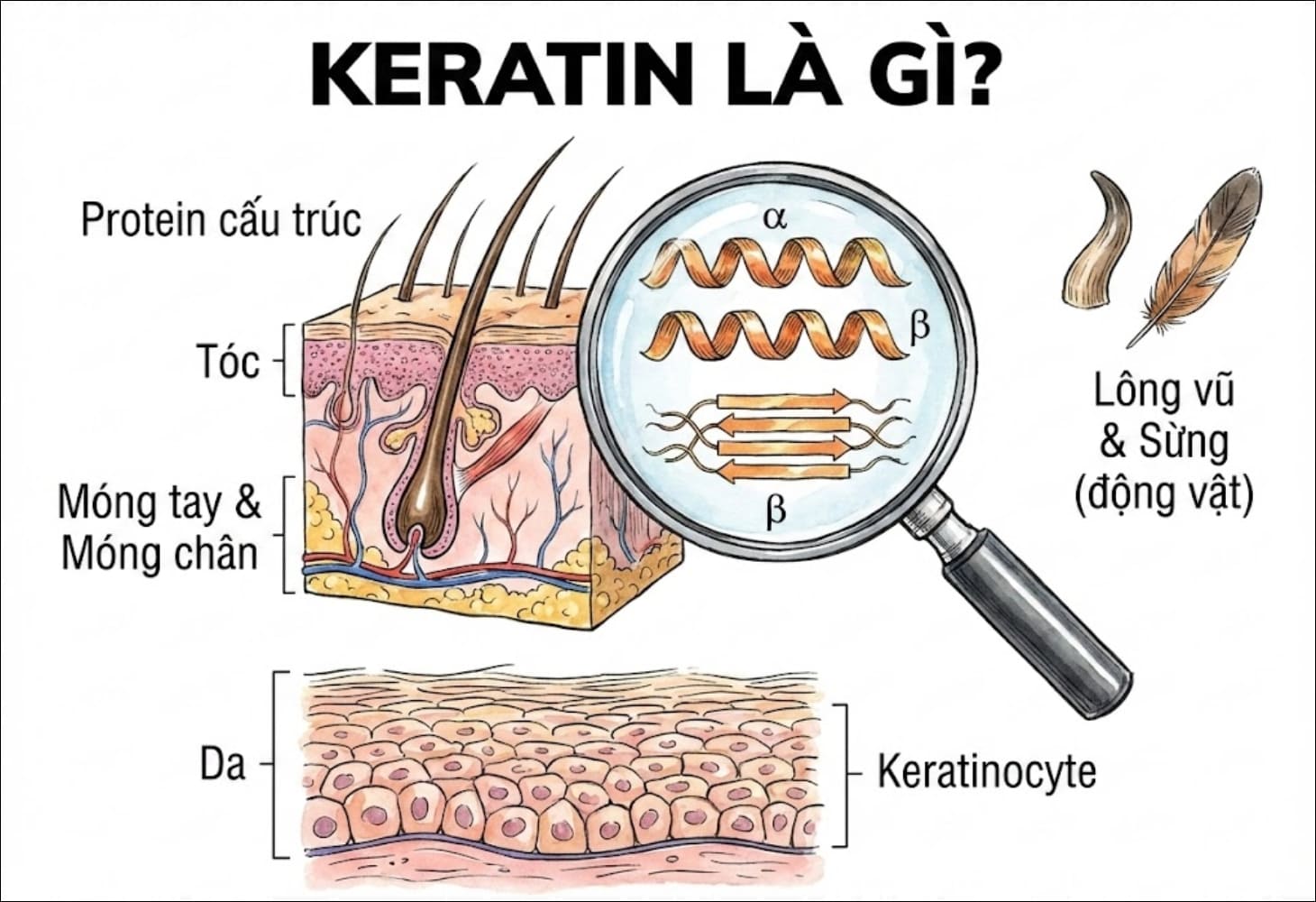 Hình ảnh minh họa cấu trúc của Keratin Hình ảnh minh họa cấu trúc của Keratin