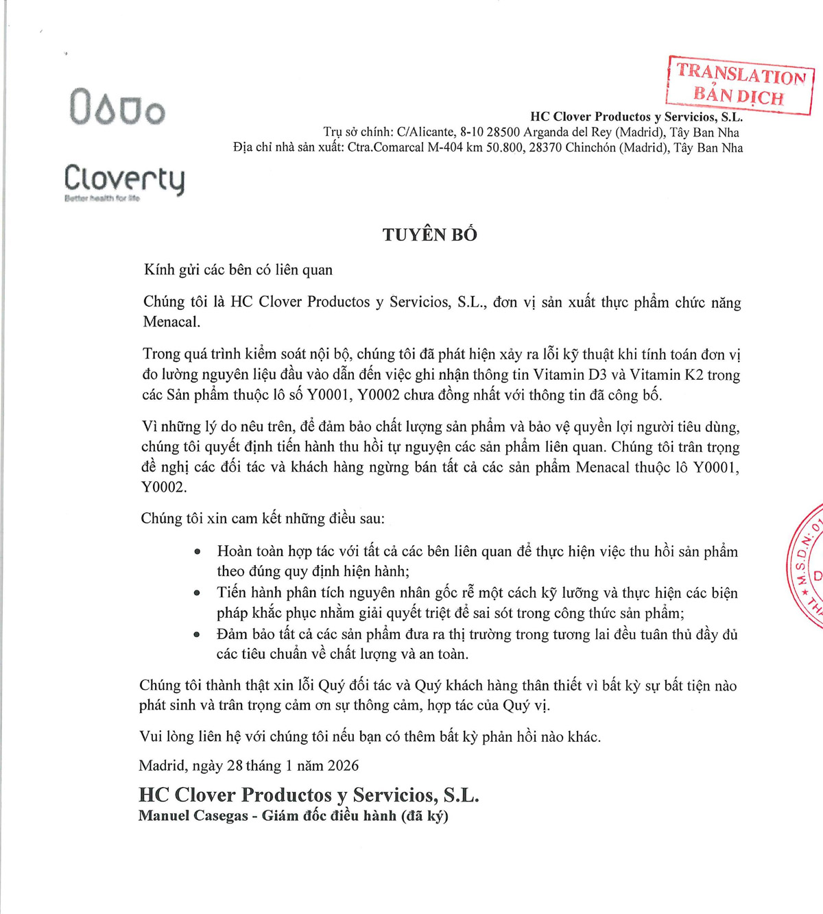 Tuyên bố từ Công ty HC Clover (1)