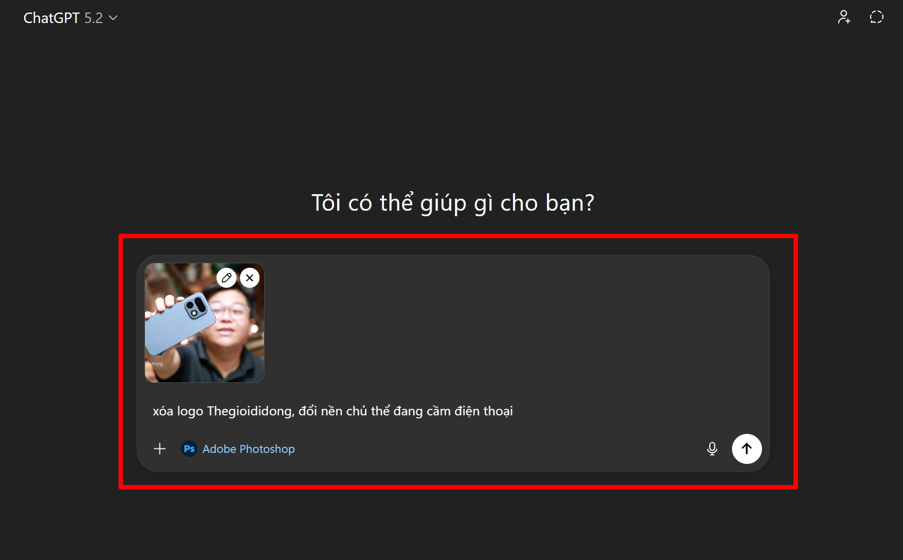 Cách dùng Photoshop trực tiếp trong ChatGPT