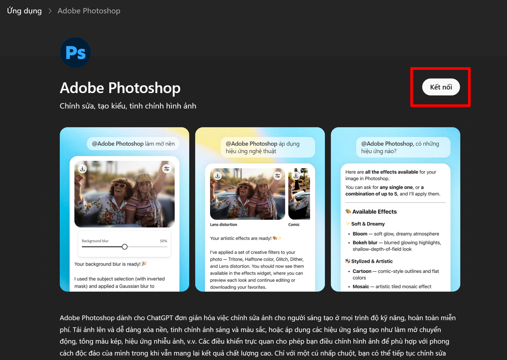 Cách dùng Photoshop trực tiếp trong ChatGPT