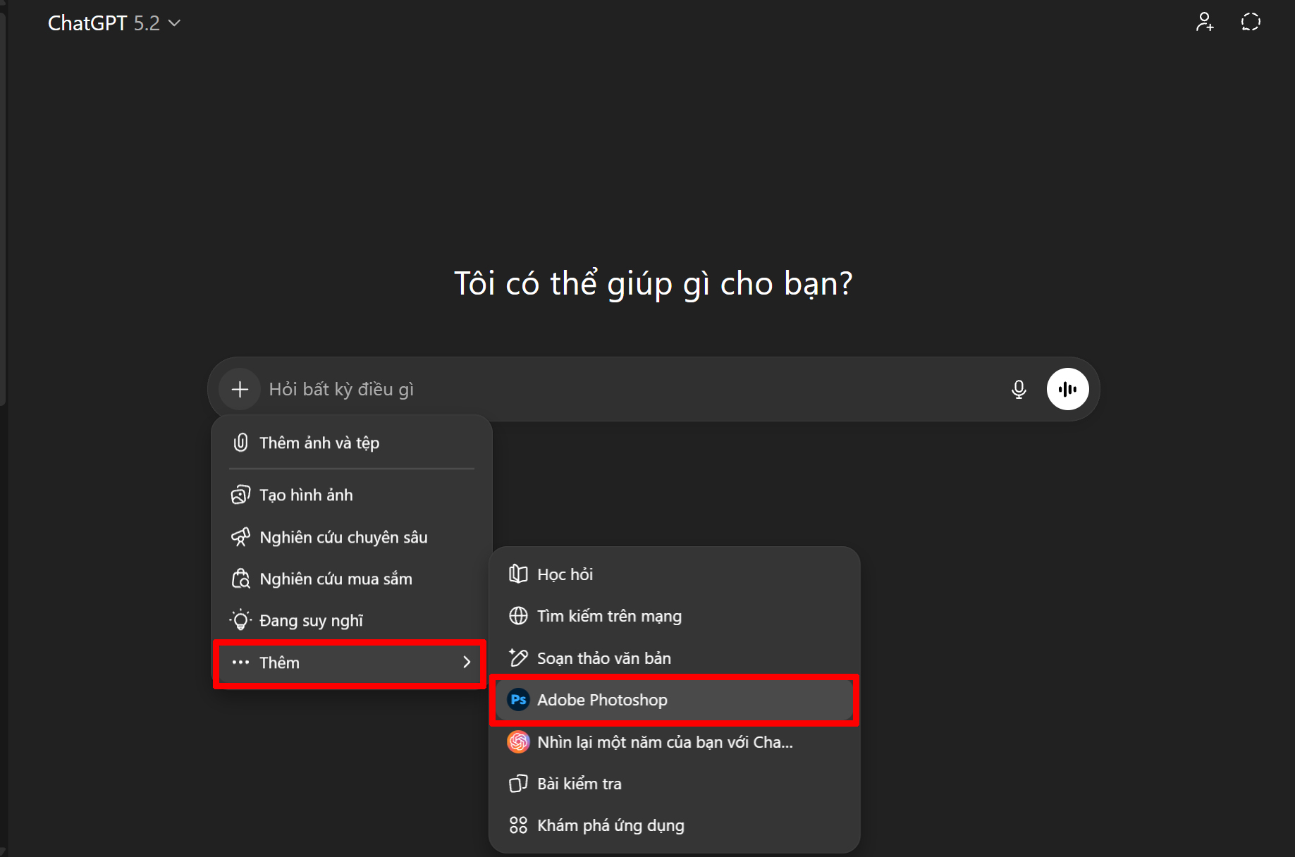 Cách dùng Photoshop trực tiếp trong ChatGPT