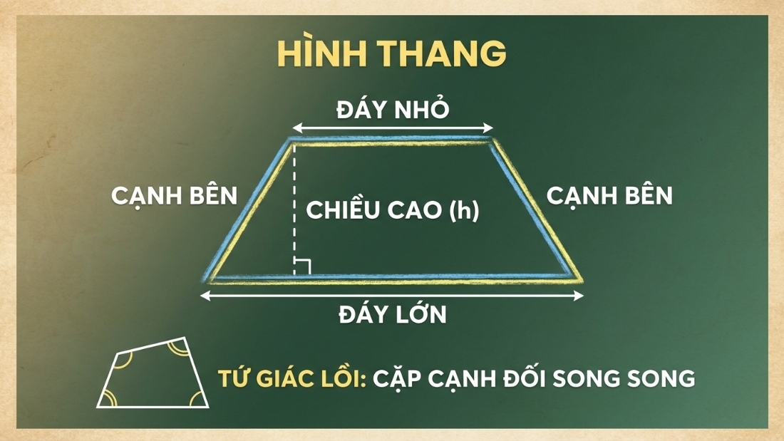 H&igrave;nh thang l&agrave; một tứ gi&aacute;c c&oacute; hai cạnh đối song song với nhau