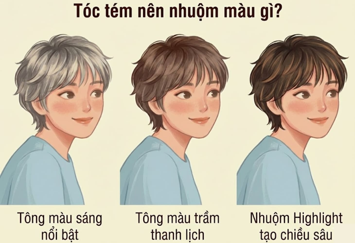 Tùy sở thích mà bạn có thể chọn tông màu nhuộm cho mái tóc tém của mình