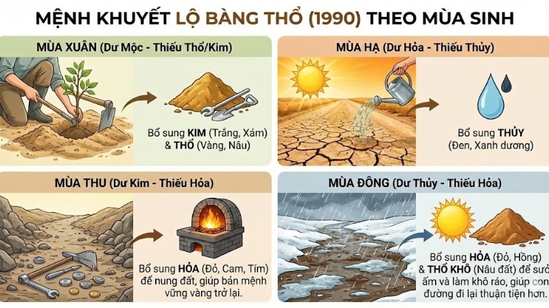 Mệnh khuyết tuổi Canh Ngọ 1990 theo m&ugrave;a sinh