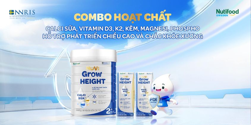 Nuvi Grow Height là dòng sữa dinh dưỡng được nghiên cứu nhằm hỗ trợ trẻ phát triển chiều cao Nuvi Grow Height là dòng sữa dinh dưỡng được nghiên cứu nhằm hỗ trợ trẻ phát triển chiều cao