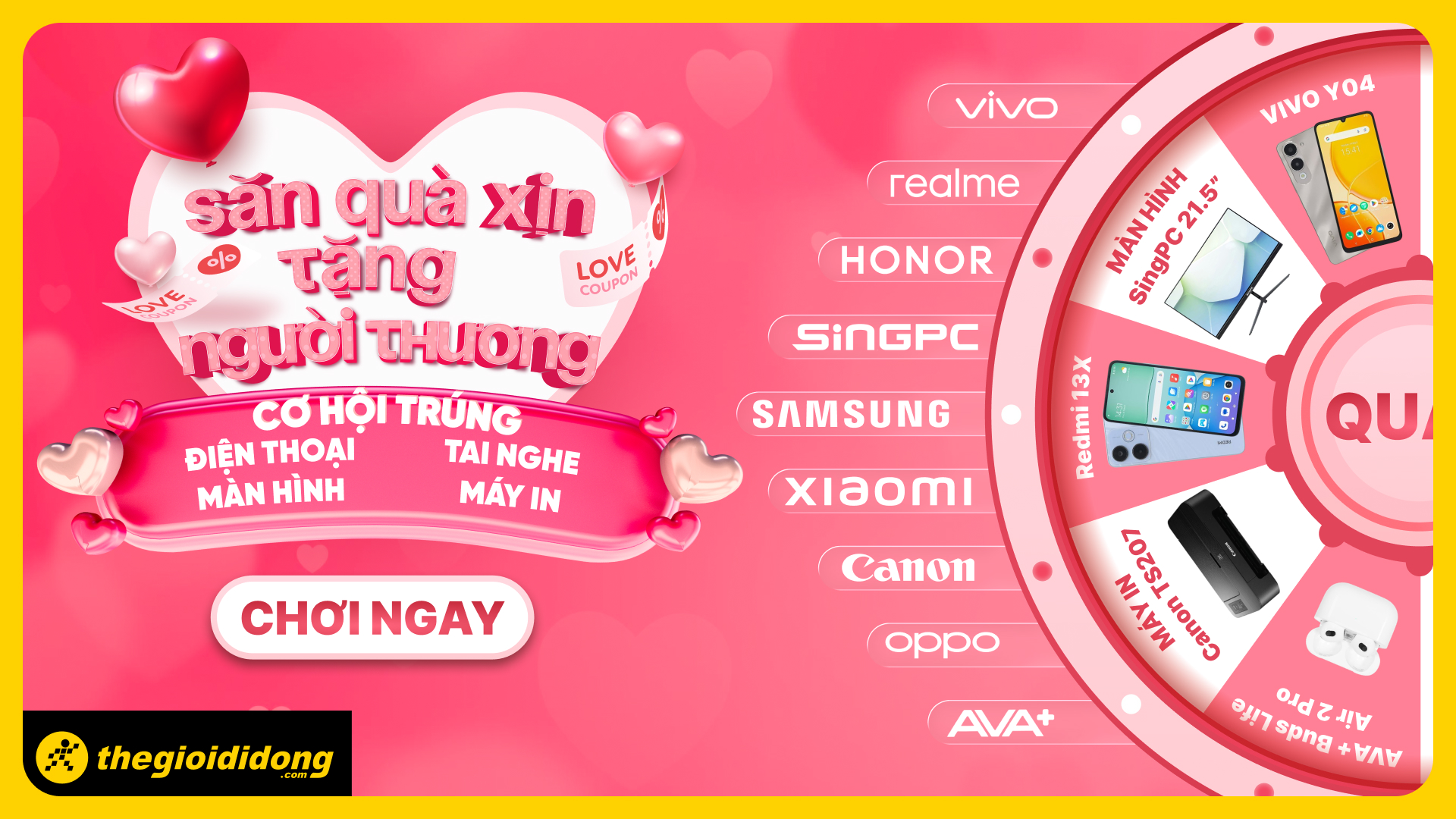 Valentine Giảm Ngay Đến 50%, Tham Gia Vòng Quay May Mắn, Săn Quà Xịn Tặng Người Thương