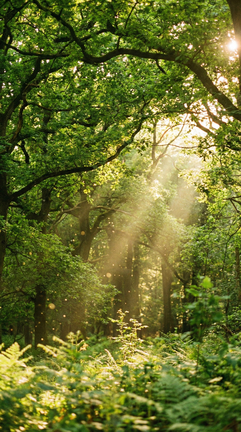 Hình nền mệnh Mộc với rừng cây, sắc xanh tươi mát giúp kích hoạt sinh khí, sáng tạo và phát triển bền vững