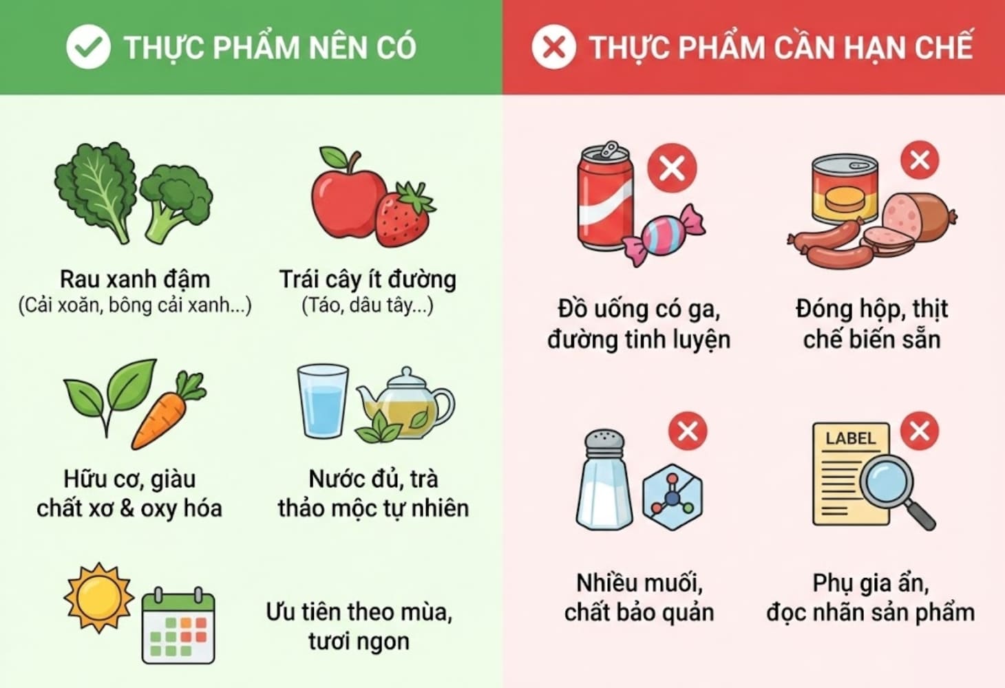 Khi Eat Clean, cần lưu ý những thực phẩm nên và không nên có trong thực đơn của mình
