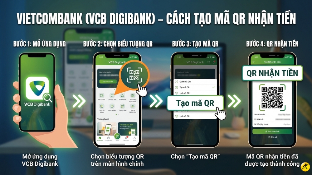 Cách tạo mã QR lì xì trên App Vietcombank Cách tạo mã QR lì xì trên App Vietcombank