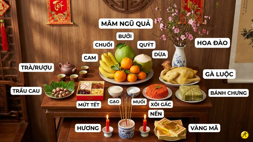 M&acirc;m c&uacute;ng T&acirc;n ni&ecirc;n đơn giản tại gia đ&igrave;nh