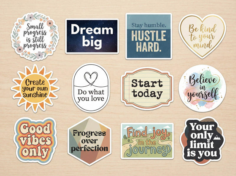 Sticker typography với slogan, quote ý nghĩa, truyền cảm hứng mỗi ngày