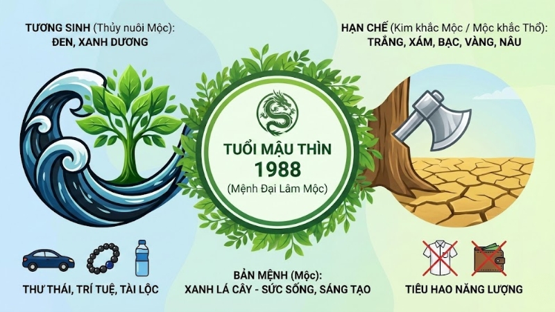 Màu hợp với tuổi Mậu Thìn 1988 Màu hợp với tuổi Mậu Thìn 1988