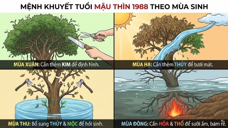 Mệnh khuyết tuổi Mậu Thìn 1988 theo mùa sinh Mệnh khuyết tuổi Mậu Thìn 1988 theo mùa sinh