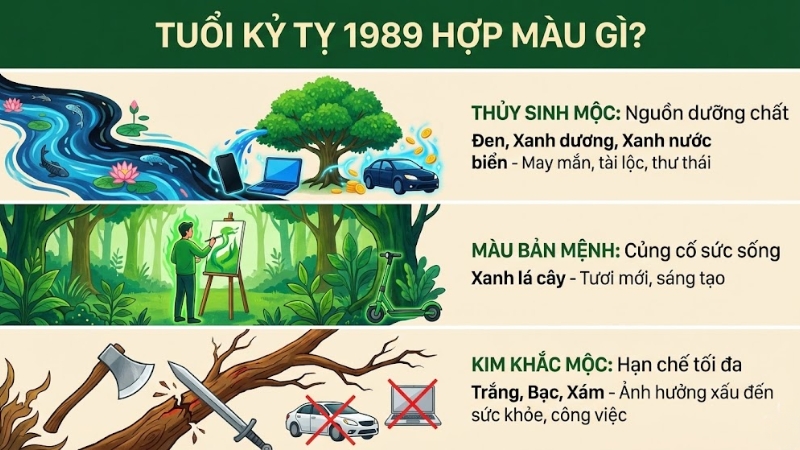 Tuổi Kỷ Tỵ 1989 hợp m&agrave;u g&igrave;?