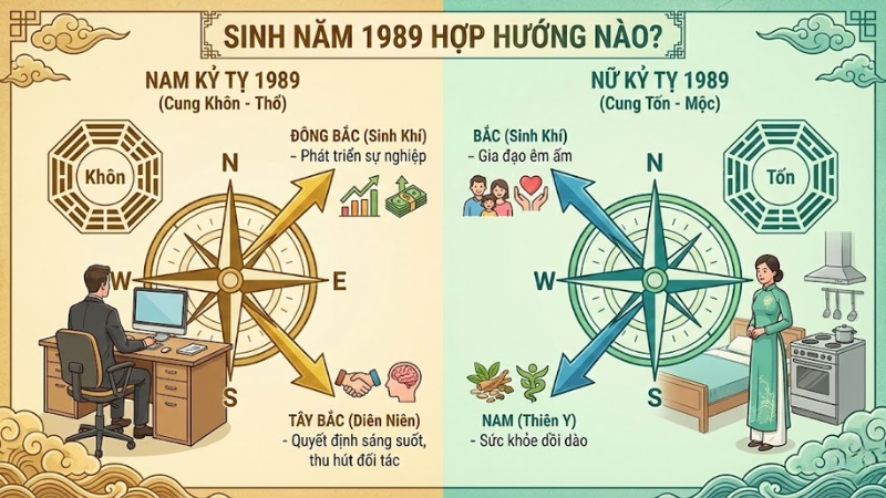 Sinh năm 1989 hợp hướng n&agrave;o?
