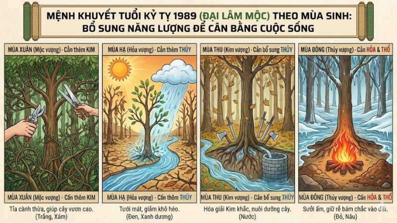 Mệnh khuyết tuổi Kỷ Tỵ 1989 theo m&ugrave;a sinh