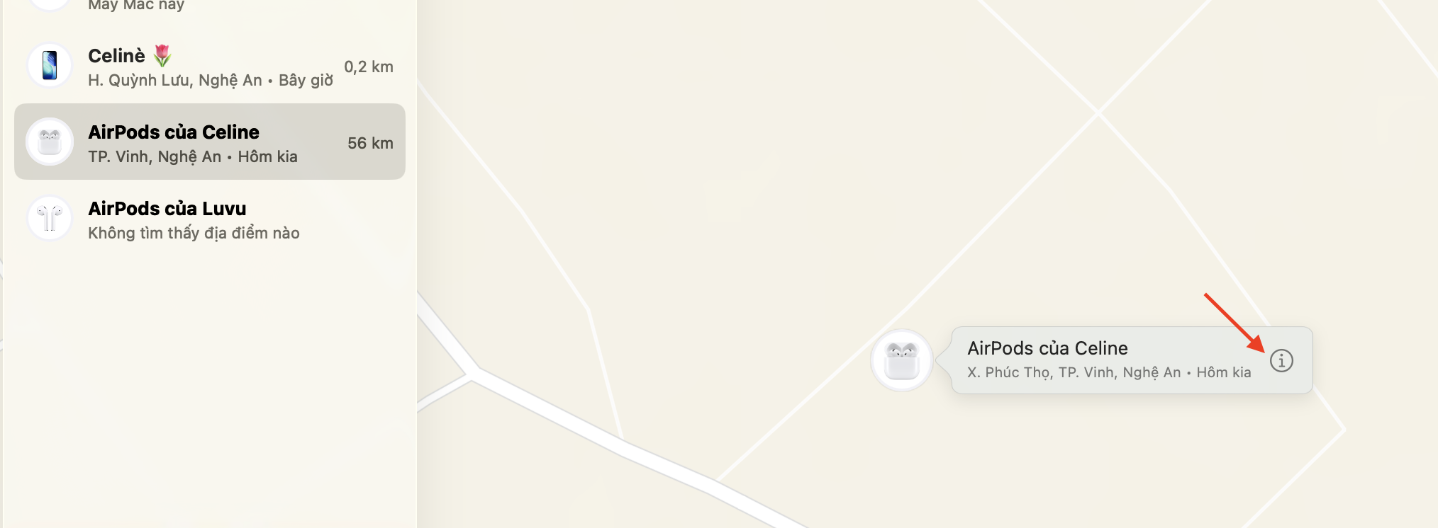 Biểu tượng chữ i b&ecirc;n cạnh t&ecirc;n thiết bị