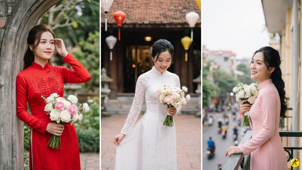 Dáng nữ: Ôm hoa cưới nghiêng người Dáng nữ: Ôm hoa cưới nghiêng người