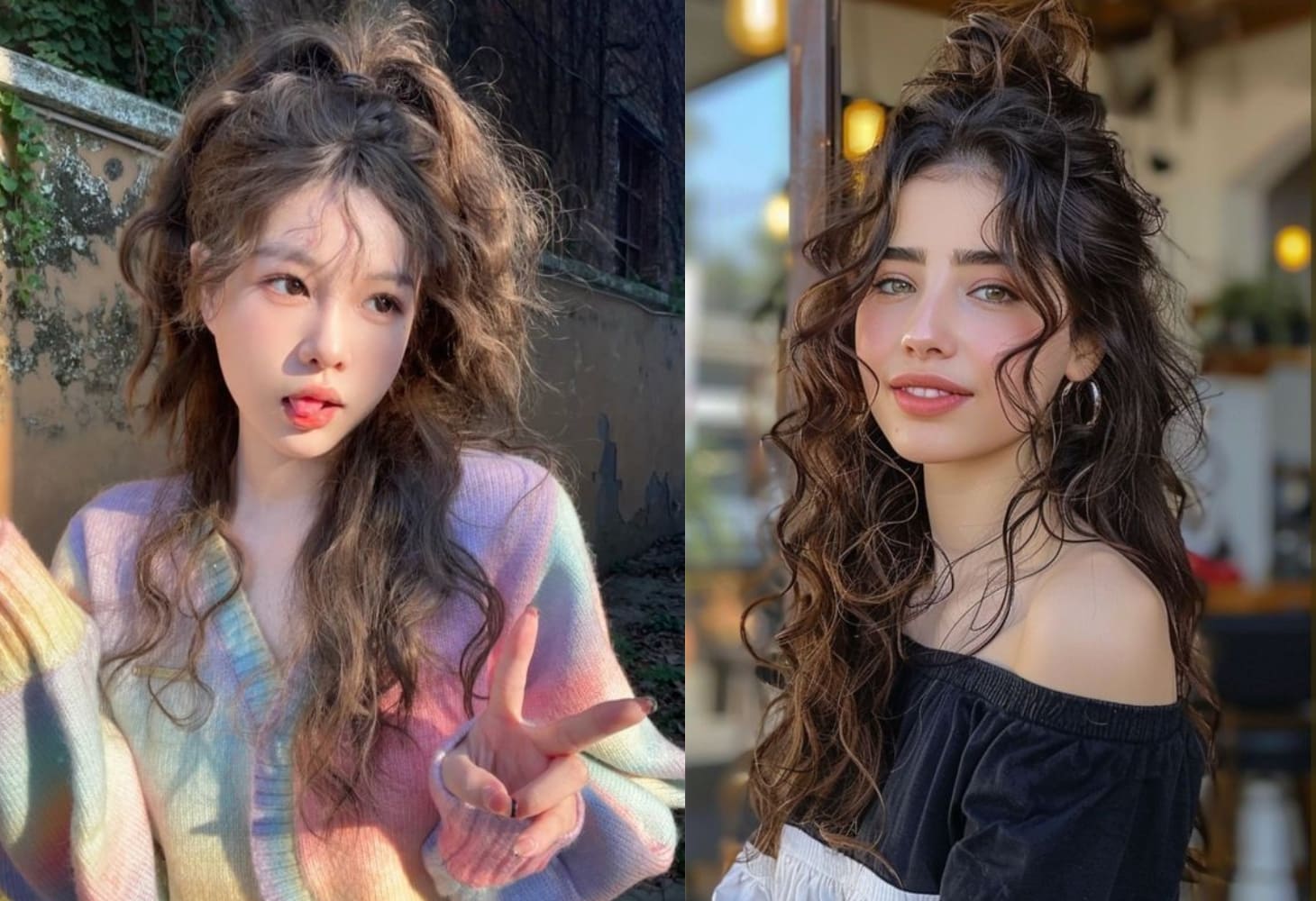 Tóc hippie dài buộc nửa đầu Tóc hippie dài buộc nửa đầu