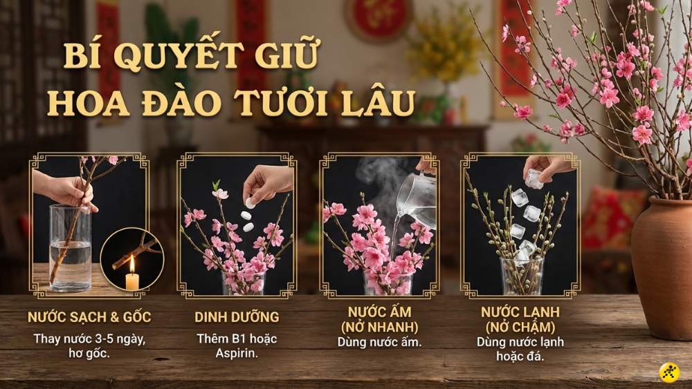 B&iacute; quyết chăm s&oacute;c đ&agrave;o huyền tươi l&acirc;u suốt Tết