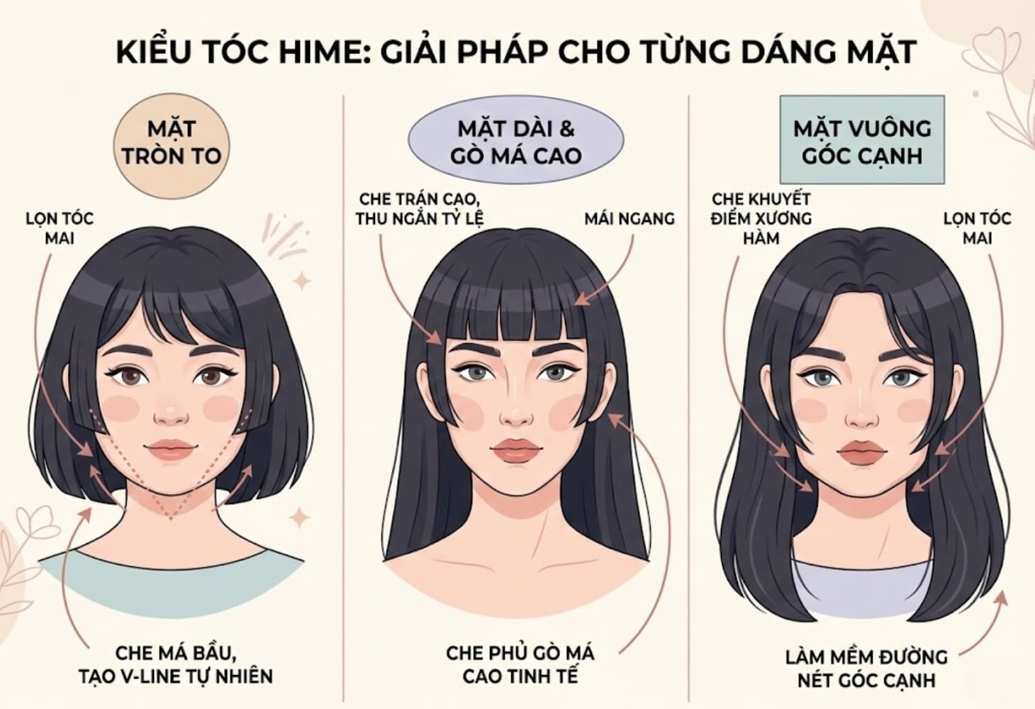 Kiểu tóc hime phù hợp với từng khuôn mặt Kiểu tóc hime phù hợp với từng khuôn mặt