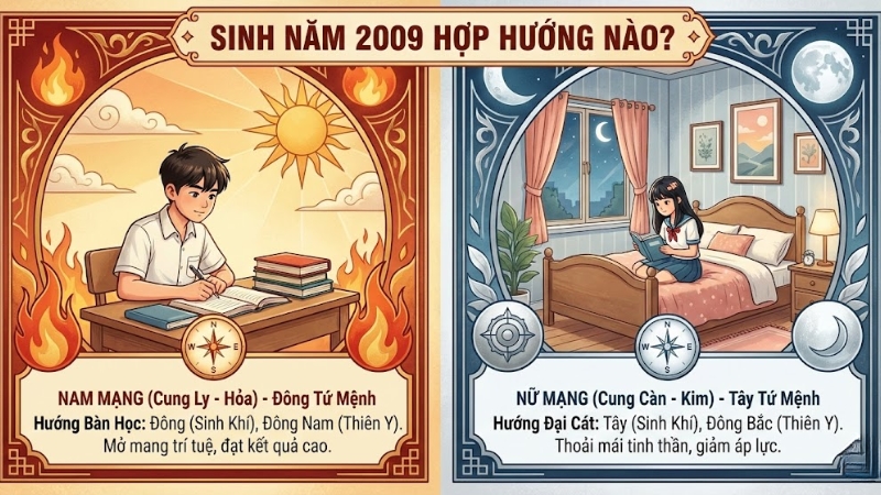 Sinh năm 2009 hợp hướng n&agrave;o?
