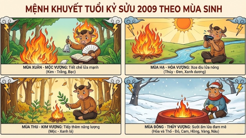 Mệnh khuyết tuổi Kỷ Sửu 2009 theo m&ugrave;a sinh