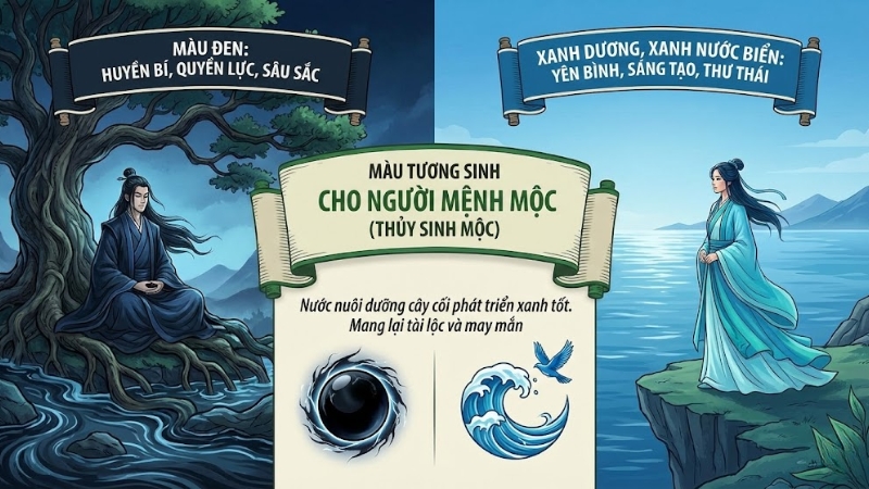 M&agrave;u tương sinh với mệnh Mộc