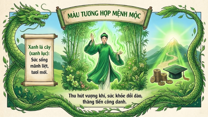 M&agrave;u tương hợp với mệnh Mộc