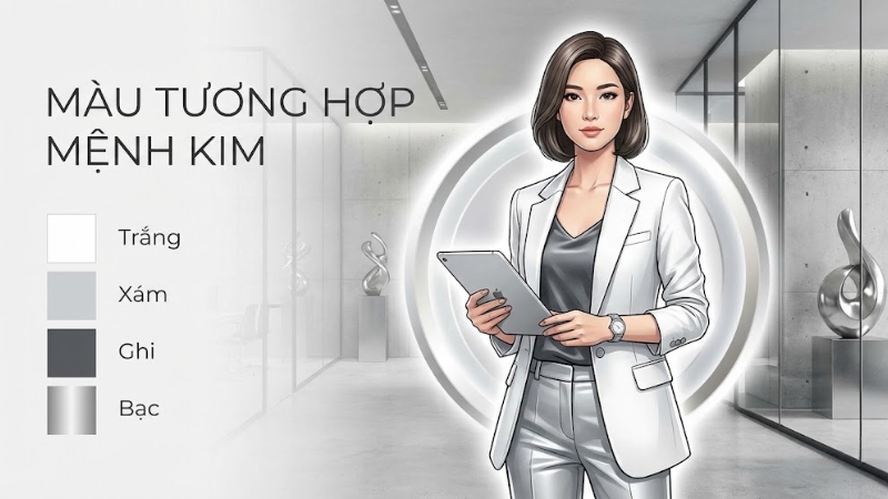 M&agrave;u tương hợp với mệnh Kim