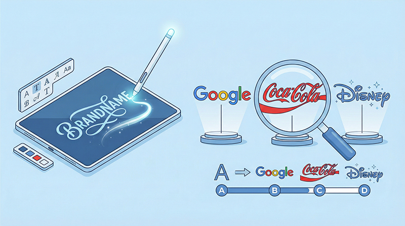 Tập trung vào tên thương hiệu với font chữ cách điệu riêng, tạo dấu ấn bằng chính typography Tập trung vào tên thương hiệu với font chữ cách điệu riêng, tạo dấu ấn bằng chính typography