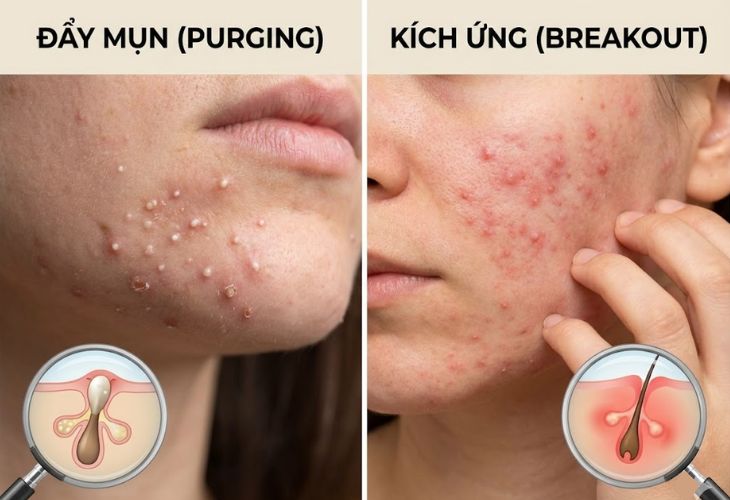 Phân biệt hiện tượng đẩy mụn và kích ứng khi sử dụng Retinol