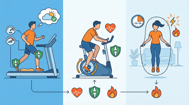 Tập Cardio với máy chạy bộ, xe đạp giúp kiểm soát cường độ và bảo vệ khớp tốt hơn