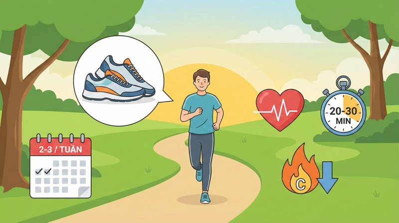 Jogging 20-30 phút giữ nhịp tim vừa phải, đốt calo hiệu quả mà không quá sức