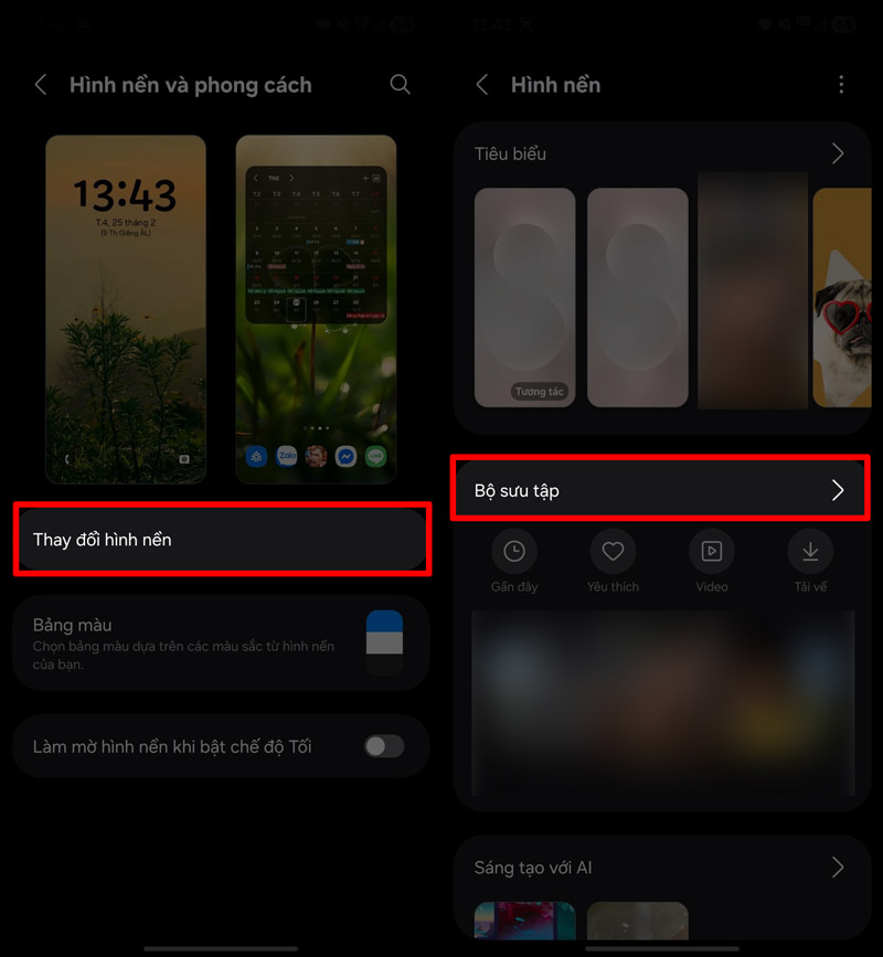 Vào Thay đổi hình nền, mở Thư viện và chọn ảnh Galaxy S26 bạn vừa tải về