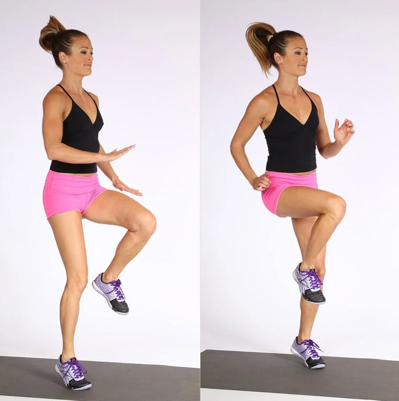 Chạy nâng cao gối tăng nhịp tim nhanh, đốt mỡ hiệu quả và kích hoạt toàn bộ cơ chân