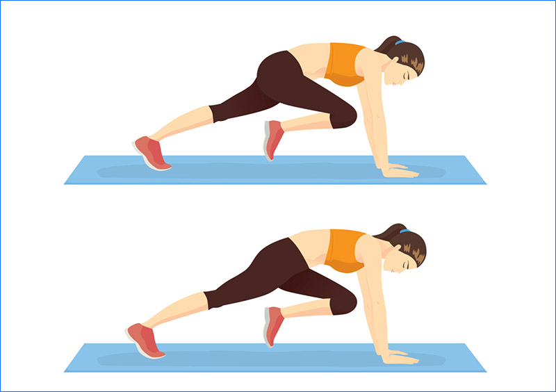 Leo núi chéo chân siết cơ bụng, săn chắc vai và tăng nhịp tim nhanh chóng