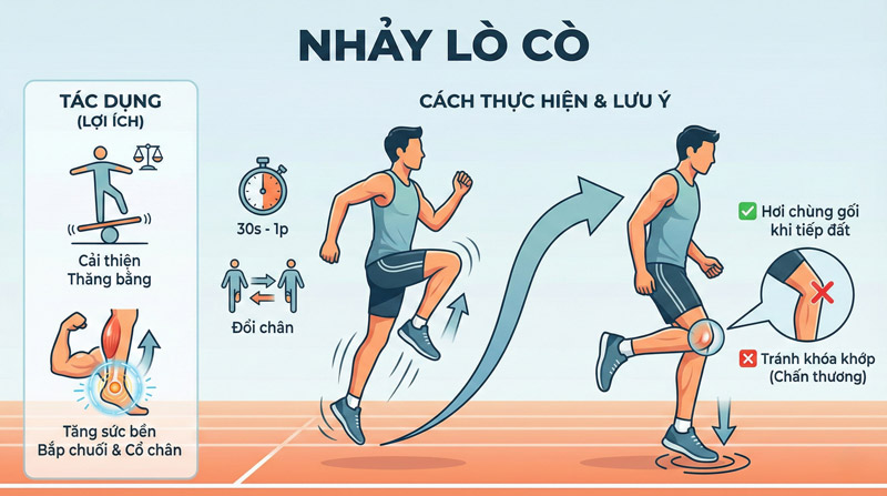 Nhảy lò cò cải thiện thăng bằng, tăng sức bền cổ chân và bắp chuối