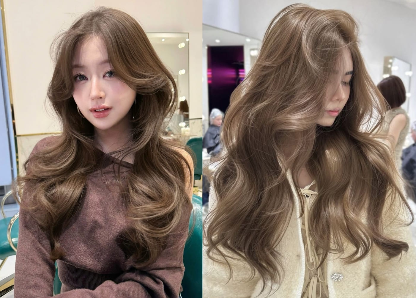 Tóc xoăn lơi nhuộm màu nâu tây sáng da Tóc xoăn lơi nhuộm màu nâu tây sáng da