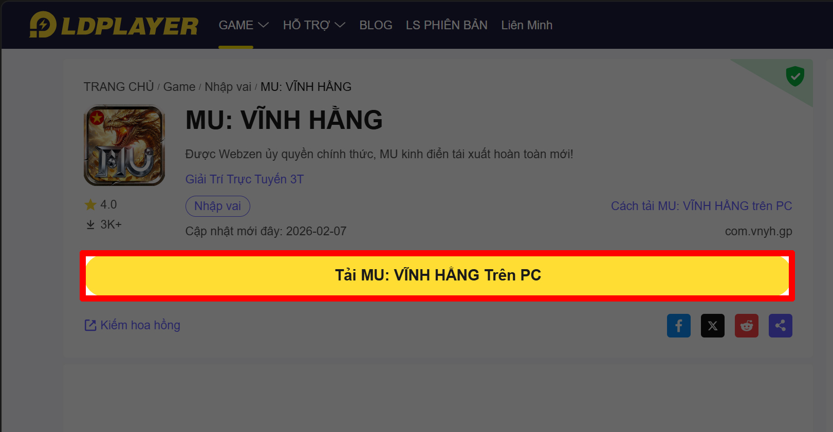 Cách tải và chơi MU Vĩnh Hằng cùng giả lập LDPlayer Cách tải và chơi MU Vĩnh Hằng cùng giả lập LDPlayer