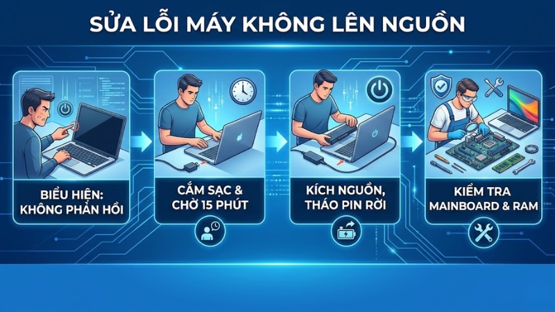 Sửa lỗi laptop bật không lên nguồn Sửa lỗi laptop bật không lên nguồn