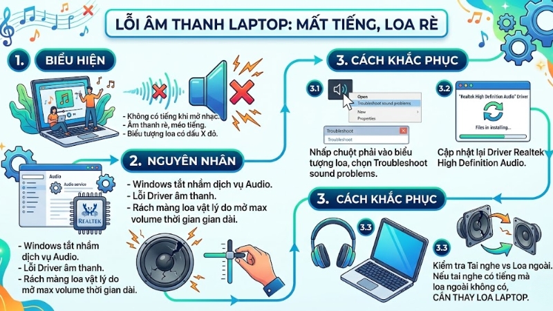 Sửa lỗi laptop bị mất âm thanh, loa rè Sửa lỗi laptop bị mất âm thanh, loa rè